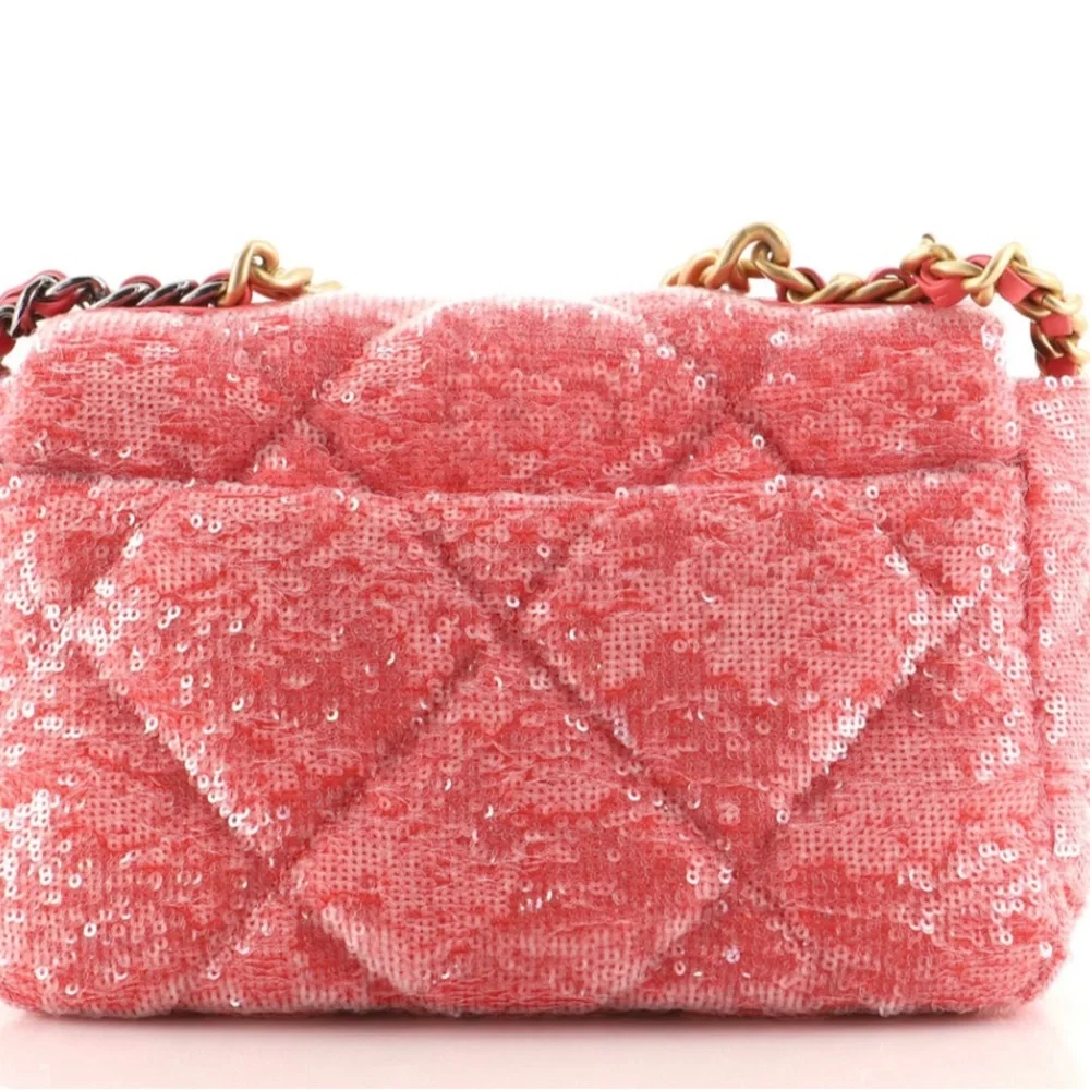 Chanel 19 bag sequins, medium, coral FULL Set from 2021 C RARE
